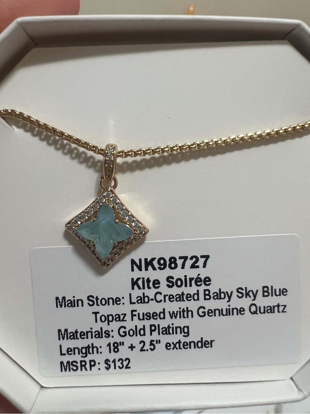 Gold-Plated Necklace with Baby Sky Blue Topaz Pendant